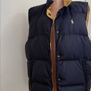 Polo by Ralph Lauren Men's Navy and Gold Puffer Vest